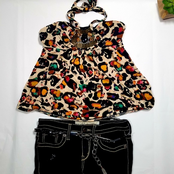 Leopard Halter Top Embellished - Picture 4 of 7